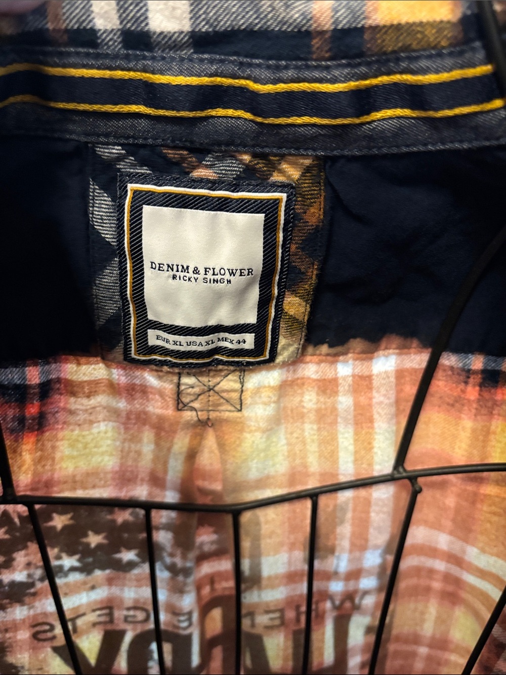 Handmade one of a kind Country Music Graphic Back Plaid Flannel Shirt - Picture 5 of 6